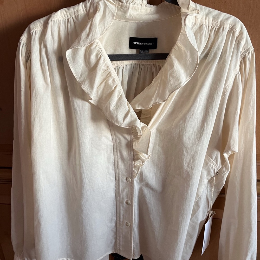 Ruffle collar button up shirt